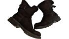 La Canadienne Women Sheepskin fleece Waterproof Ankle Boots Sz 7 m Black Suede