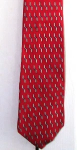Claybrooke Mens Tie Red 100% Silk Geometric Print Classic - Picture 1 of 7