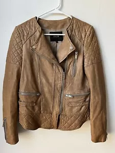 Maje Leather Moto Jacket Tan Brown Womens Size Small / 1 - Picture 1 of 17