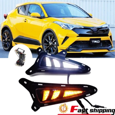 适用于 2018 - 19 丰田 CHR DRL LED 琥珀色转向信号灯日间行车雾灯 — 第 1/4 张图片