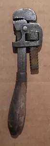 Llave de tubo ajustable de seis pulgadas Stillson vintage con mango de madera - Imagen 1 de 5