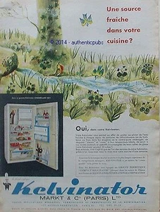 PUBLICITE REFRIGERATEUR FRIGO KELVINATOR FLEURS OISEAUX DE 1960 FRENCH AD PUB - Picture 1 of 1