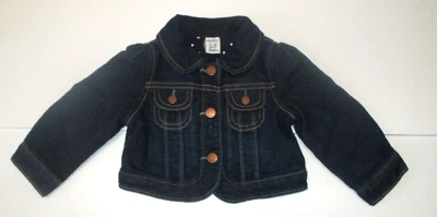 INFANT GIRLS BABY GAP 1969 BLUE DENIM JERSEY LIINED JACKET SIZE 6-12 MONTHS - Image 1 of 3