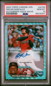 Oscar Gonzalez RC AU - 2023 Topps Chrome Update #ACOG Cleveland Guardians PSA - Picture 1 of 4