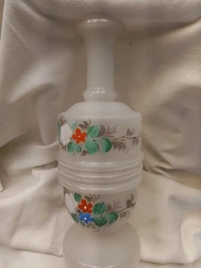 Victorian Blown Frosted Glass Barbers Bottle Or Vase 7 3/4" - Picture 1 of 10
