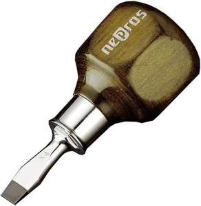 KTC / Nepros ND3MS-06 - Wooden-Grip Stubby Screwdriver Slotted - US Shipper - Picture 1 of 1