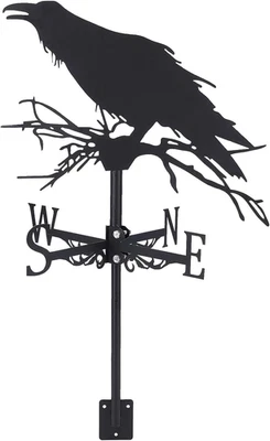 Black Metal Crow Weather Vane for Outdoor Garden and Farmhouse Decor - Image 1 of 4