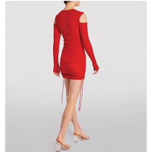 Helmut Lang Womens Dress Sz XL NEW Red Ribbed Stretchy Body Con Sexy Club Mini - Picture 1 of 14