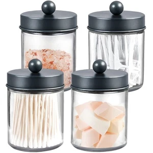4 Pack Apothecary Jars Bathroom Vanity Storage Organizer Set -Countertop Cani... - Picture 1 of 7