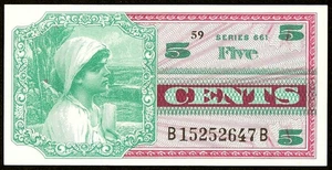US 5c Military Payment Certificate Series 661 Five Cents Choice New Crisp - Picture 1 of 2