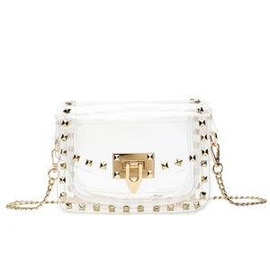 Clear Crossbody Purse Bag for Women Stadium Approved with Gold Studded Rivet,... - Picture 1 of 6