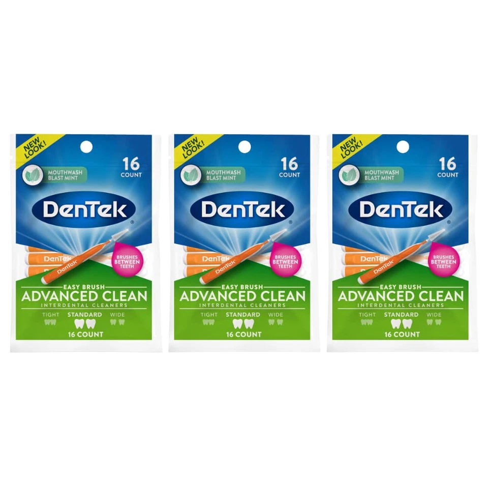 Limpadores interdentais DenTek Easy Brush, padrão, 16 unidades, (pacote com 3) - Imagem 1 de 4