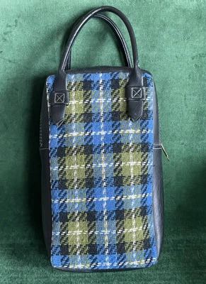 Bolso de viaje de lana pequeño vintage a cuadros doble termo llevar zapatos maquillaje unisex Foto 1 de 4