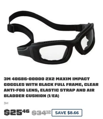 Gafas de seguridad 3M Enhanced Maxim 2x2 40686, marco negro lente transparente antiniebla Foto 1 de 4