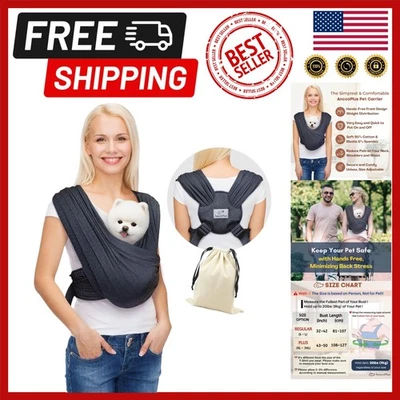 Eslinga portadora de mascotas manos libres para perros y gatos pequeños - Diseño de algodón suave Foto 1 de 4