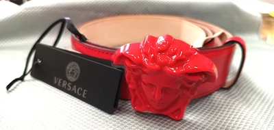 Cinturón de cuero Versace La Medusa para hombre - rojo, talla 36 DCU4140.DVTP1 90/36 ¡Nuevo! Foto 1 de 4