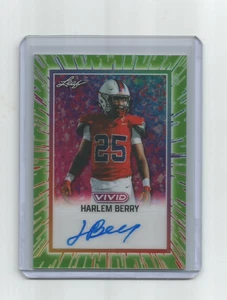 HARLEM BERRY (LSU Tigers) 2025 LEAF VIVID FOOTBALL GREEN ON-CARD AUTO #7 of 8 - Picture 1 of 2