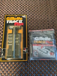 Vintage Gillette Trac 2 PLUS Handle NIB Sealed Razor with 2 Blades + 10 Blades - Picture 1 of 5