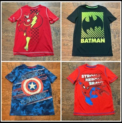 Jumping Beans Boys 8 Spider-Man Batman Captain America Flash Shirts 4pc Lot B#8 - Image 1 of 4