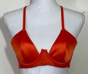 Women's Savage X Fenty Orange Satin Crossback Underwire Bra Sz. 34C A22-77 - Picture 1 of 5
