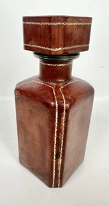 Vintage Leather Wrapped Decanter Bottle Liquor Spirits - Picture 1 of 7