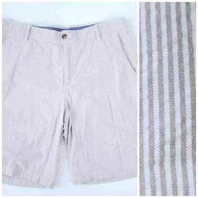 Pantalones Cortos Izod Seersucker Marrón Rayas Hombres Talla 36, 100% Algodón, Frente Plano  Foto 1 de 4