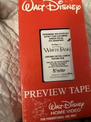 White Fang Walt Disney VHS Preview Promo Demo Tape Home Video Movie Red Cover - Image 1 of 4