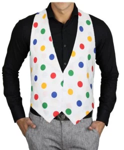 Adults Children in Need Pudsey Multicolored Polka Dot Spot Fancy Dress Waistcoat - Picture 1 of 1