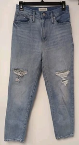 Madewell The Mom Jean Women's Size 26 Light Wash Blue Distressed Denim Jeans - Picture 1 of 6