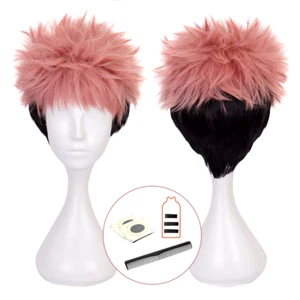 Jujutsu JJK Anime Itadori Yuji Cosplay Wig Rose Net Synthetic Fiber Adjustable S - Picture 1 of 13