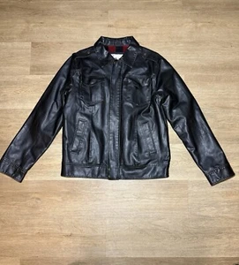 Heritage 1981 black Leather Jacket Size Large , With Red Flannel Interior - Picture 1 of 10