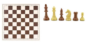 Schachset "Profi" mit Schachbrett und Schachfiguren KH 93 mm, beige-braun - Bild 1 von 3