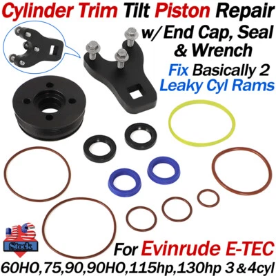 Trim Tilt Piston Seal End Cap Kit 5008985 For Evinrude ETEC 75hp-130hp 2005-2019 - Image 1 of 4