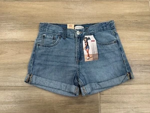 New Levi's Girls Girlfriend Denim Shorts Size 14 Slim Cuffed Adjustable Waist - Picture 1 of 11