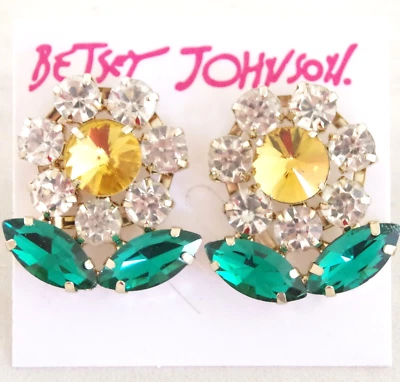 1 1/8" NUEVO CONJUNTO DE PUNTAS BETSEY JOHNSON CRISTAL PEDRERÍA FLOR MARGARITA Foto 1 de 4