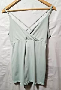 NEW Lovely H&M L.O.G.G Pale Green Sleeveless Corset Tie Back Stretch Top Size L - Picture 1 of 7