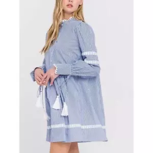 Anthropologie English Factory Woman Pleated With White Lace Details Dress, M - Picture 1 of 13
