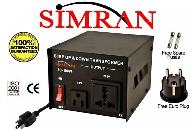 Simran AC-100 Voltage Power Converter Step up Down Transformer 110 Volt 220 - Image 1 of 2