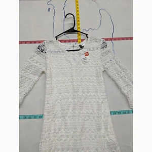 Damen XS H&M Geteiltes Acryl-Spitzenhemd Kleid weiß Langarm - Bild 1 von 5