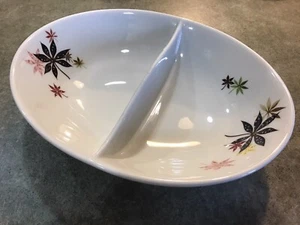 CALICO Leaves Shenango Peter Terris 9" divided VEGETABLE SERVING BOWL🔴🟥🔥❤️🟣 - Picture 1 of 5