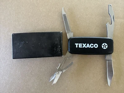 Faca de bolso vintage Synanon Japão multi-ferramenta publicidade Texaco - Nova com caixa - Imagem 1 de 4
