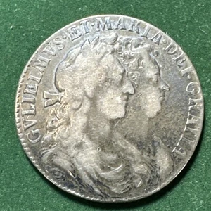 1689 ENGLAND WILLIAM and MARY Silver HALF Crown - Picture 1 of 9