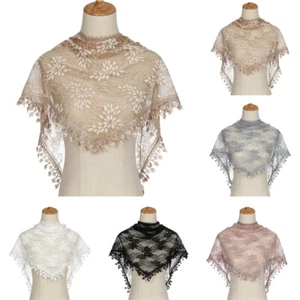 Fashion Lace Flower Women Triangle Headscarf Hijab Muslim Islam Head Wrap Shawls - Imagen 1 de 21