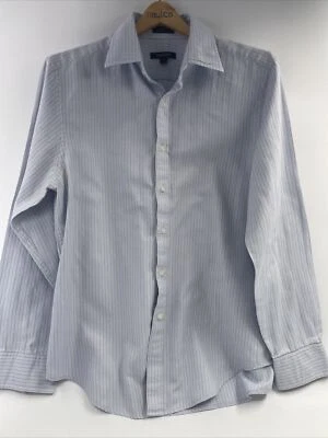 DKNY Men's Pin Stripe Blue Collared Dress Shirt Large Career Blue Striped L/S  - Image 1 of 4