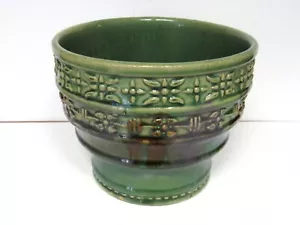 20er Jahre Rumpf Kunstkeramik Stufensteinzeug Vintage Jardiniere grün & braun 536-8 - Bild 1 von 7