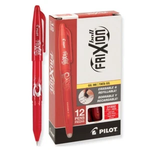 31552 Pilot FriXion Ball Erasable Gel Pen, Fine Pt 0.7mm, Red Ink, Pack of 12 - Picture 1 of 2
