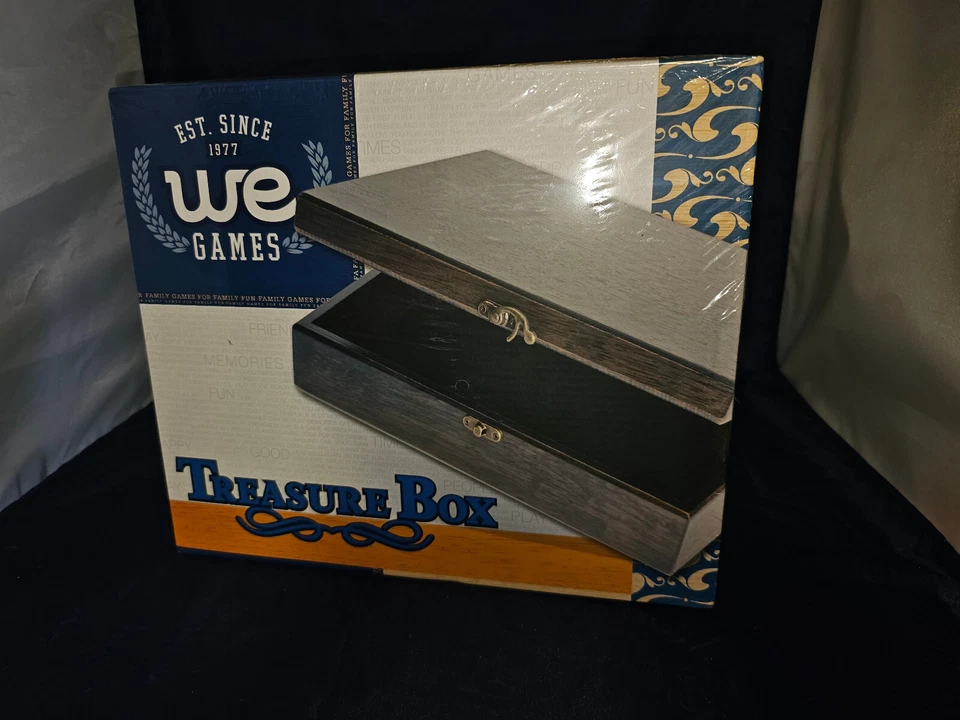 NEW NIB WE Games Wooden Keepsake Stash Box brass latch Black Stain jewelry - Image 1 of 4