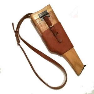 Stock German C96 Broomhandle Mauser Holster With Diagonal Leather Strap Shoulder - Picture 1 of 8