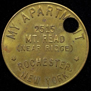 Rochester, Nueva York My Apartment Mt. Llavero Leer Ficha Buena Suerte Latón 32mm - Imagen 1 de 2