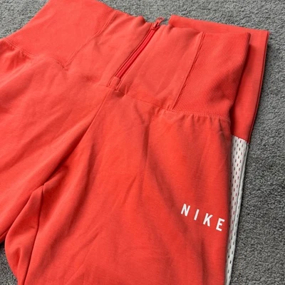Nike Women's Medium High Waisted Zip Front Mesh Orange Leggings - Image 1 of 4